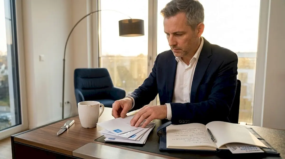 Selbstständiger verwaltet seine Post digital am virtuellen Arbeitsplatz.