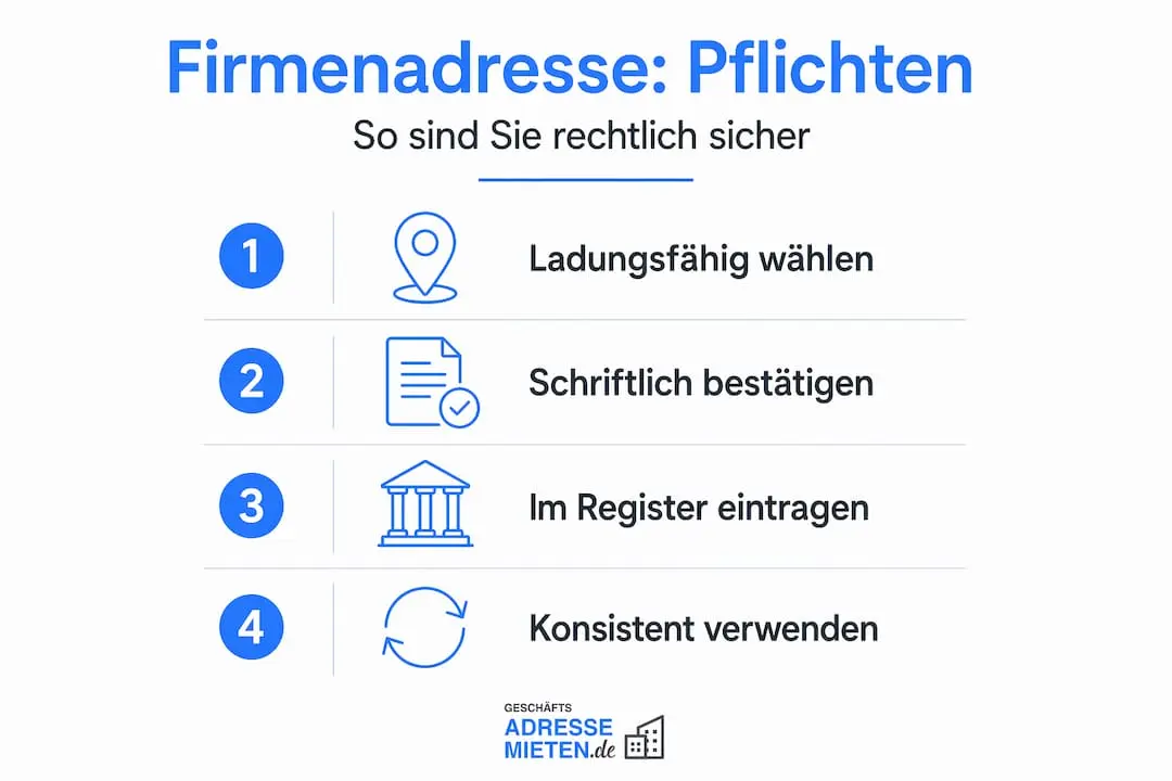 Schritt-für-Schritt-Infografik: So erfüllen Sie alle gesetzlichen Anforderungen an Ihre Firmenadresse
