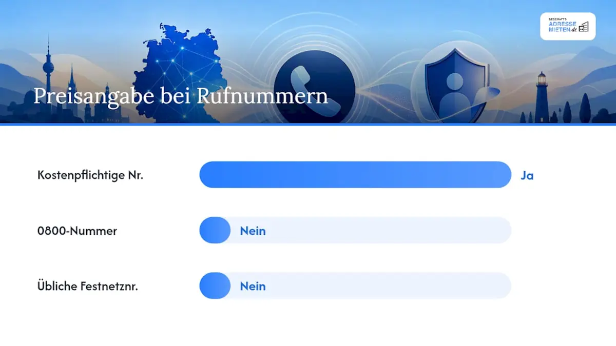 Telefonnummern und Preisangaben im Impressum