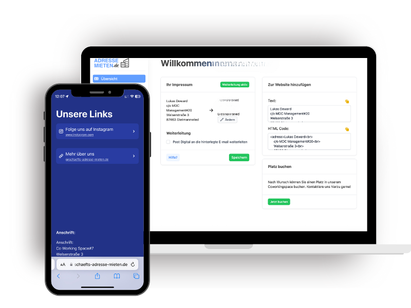 Digitales Postfach für eine gemietete Impressumsadresse